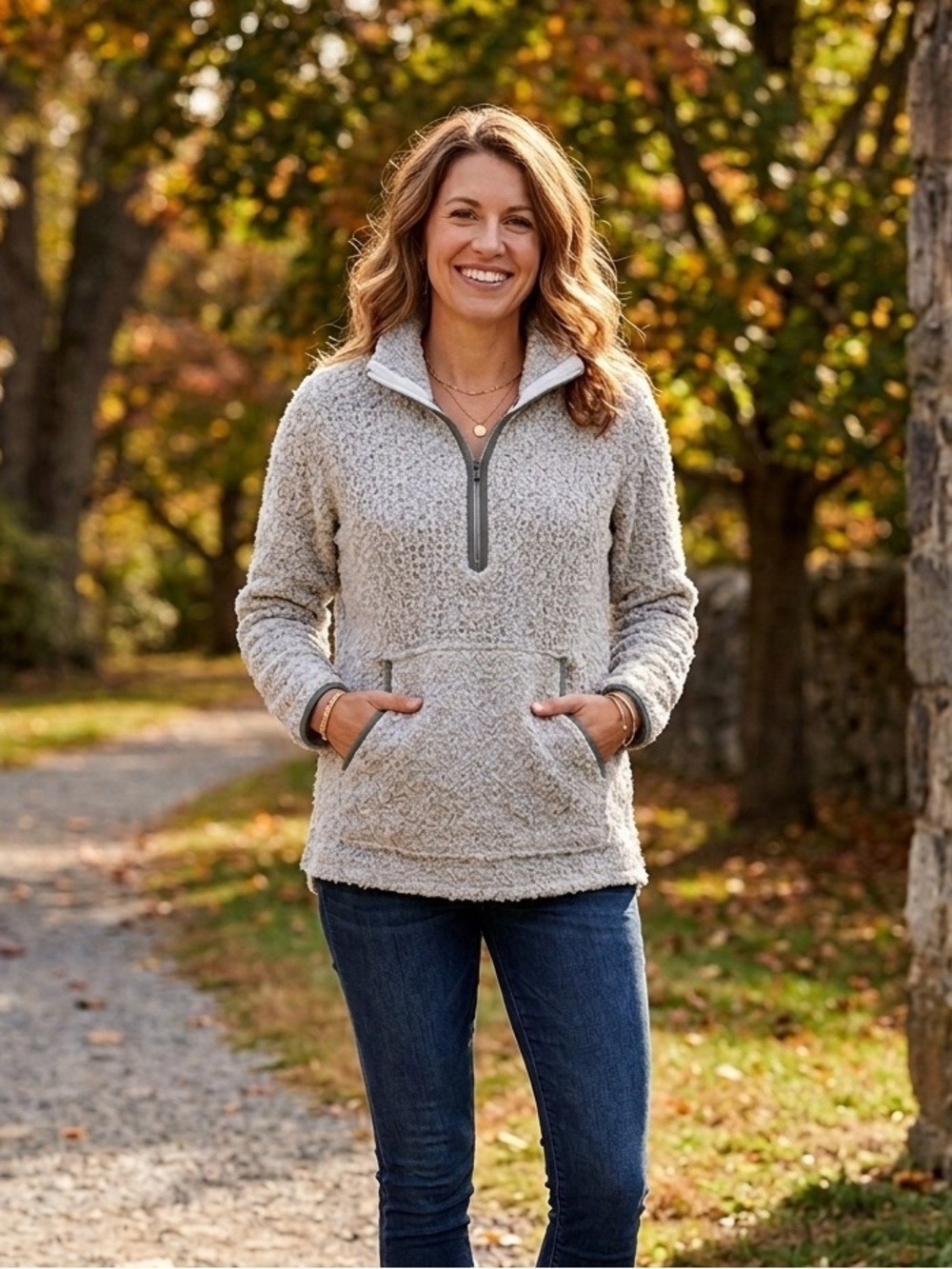 Farrow | Cozy Gray Half Zip-Up Jacket | Sz S